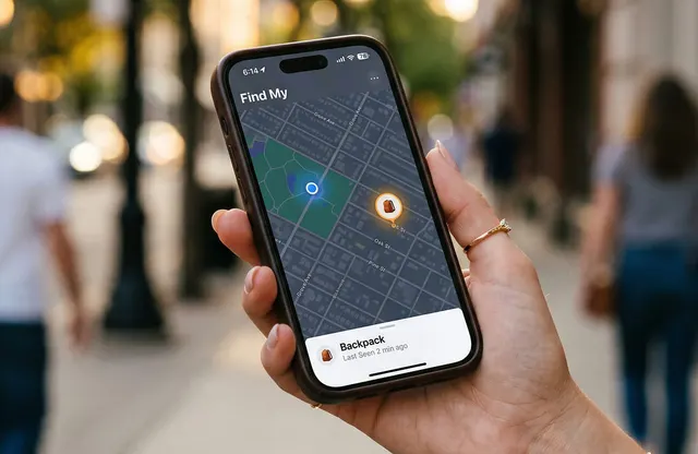M&atilde;o a segurar um telem&oacute;vel a mostrar a posi&ccedil;&atilde;o do cart&atilde;o Ondrela num mapa da cidade